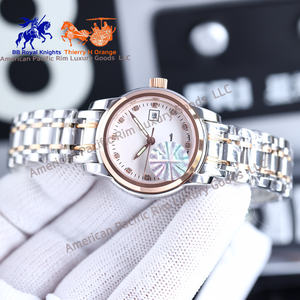 Montre à quartz de luxe Longnes pour homme, bracelet en acier doré, bracelet en cuir argenté, design simple résistant à l'eau, tendance - Product Image 6