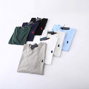 T-shirt casual da uomo in puro cotone con logo cavallo, girocollo, manica corta, vestibilità aderente, ricamata, estiva, per dropshipping transfrontaliero - Product Image 4