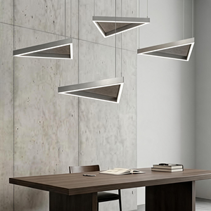 Lámpara Colgante LED Triangular Ancha Negra Moderna, Regulable, Vertical, con 3 Cables, Lámpara Arquitectónica Suspendida para Mesa de Comedor o Isla - Product Image 6