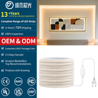 Bande lumineuse LED COB 220V avec interrupteur, 288LED/M, étanche IP65, adaptée à l'éclairage du salon, de la cuisine et du jardin