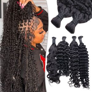 Tresses Boho en vrac de tressage de vague profonde naturelle vierge non traitée cheveux humains sans trame pour tresser des extensions de cheveux humains - Product Image 1