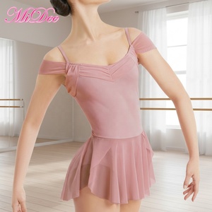 Vestido de Danza Lírica MiDee con Hombros Descubiertos para Mujeres Adultas, con Detalles de Malla Plisada y Braguitas Integradas para Actuaciones en Escenario - Product Image 1