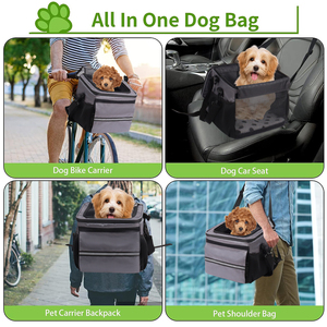 Panier de vélo pour chien, sac à dos porte-bagages, Oxford, nylon, imprimé animal, fermeture éclair, écologique, amovible, pliable, panier avant pour vélo pour animaux de compagnie - Product Image 6