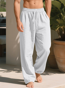 <span class=keywords><strong>Pantalon</strong></span> décontracté pour <span class=keywords><strong>homme</strong></span> 95% <span class=keywords><strong>Lin</strong></span>, coupe large, taille élastique, ample, grande taille, haute qualité, vente en gros, pour l'été et le quotidien - Product Image 4