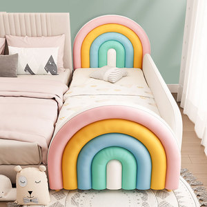 Letto in legno moderno impiombato per bambini arcobaleno con Guardrail letto da principessa per ragazze con ampio letto imbottito morbido per camera da letto - Product Image 6