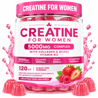 Créatine pour femmes, complexe 5000 mg avec collagène et BCAA, vitamine B12, 120 gommes de créatine sans sucre