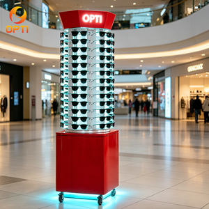 Expositor de <span class=keywords><strong>Gafas</strong></span> Independiente con Base con Cerradura, Soporte Móvil para Exhibición de <span class=keywords><strong>Gafas</strong></span> Ópticas para Comercios en Centros Comerciales - Product Image 1