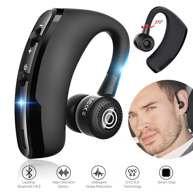 Custom V9 Cheap Affordable Bluetooth Business Headset for Driving Adjustable Rotation Mic Single Ear Hook TWS Wireless Earphone