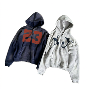 Sudadera con Capucha y Cremallera para Hombre, 100% Algodón, Felpa Francesa, Diseño con Letras NY, Estilo Casual para Otoño, Corte Regular - Product Image 2
