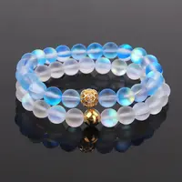 Pulseira de vidro cor fosca feminina, bracelete com miçangas de vidro, brilho, opala, cristal ab moonstone, nova moda 2021