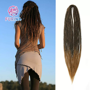 Vente en gros FURINA extensions en fibre haute température pour femmes 24 pouces marron blond Yaki <span class=keywords><strong>dreadlocks</strong></span> crochet tresseuse double - Product Image 3