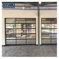 Usine chinoise vendant à bon prix des portes de garage en verre trempé pleine vue avec porte piétonne
