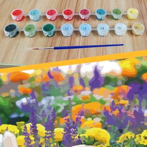 ชุดวาดภาพระบายสีตามตัวเลขสำหรับเด็ก พร้อมกรอบไม้ ผ้าใบ และสีอะคริลิค ของเล่นเสริมพัฒนาการ - Product Image 4