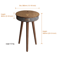 Table basse avec haut-parleur pour téléphone portable connecté à 3 pieds en MDF avec recharge rapide sans fil 15w