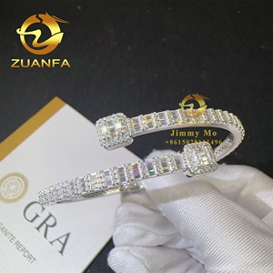 Fashion produk baru perhiasan Pria 925 perak Iced Out Hip Hop perhiasan VVS1 Baguette Moissanite gelang berlian gelang pria - Product Image 4