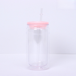 Rõ ràng Nắp pre-khoan đôi tường Acrylic 16oz nhựa Quả cầu tuyết Tumbler với Silicone phích cắm - Product Image 5
