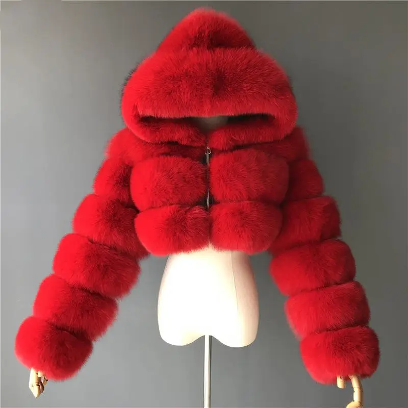 冬の暖かい女性のフェイクファージャケットコートレディースショートジャケット秋の革の毛皮のコート