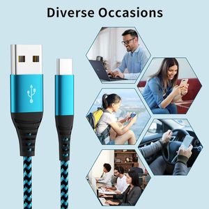 Bền nylon bện <span class=keywords><strong>USB</strong></span> Type-<span class=keywords><strong>C</strong></span> để Loại-<span class=keywords><strong>C</strong></span> 3A nhanh chóng sạ<span class=keywords><strong>c</strong></span> <span class=keywords><strong>c</strong></span>áp dữ liệu 1m/2m cho iPhone nhà máy bán buôn - Product Image 2