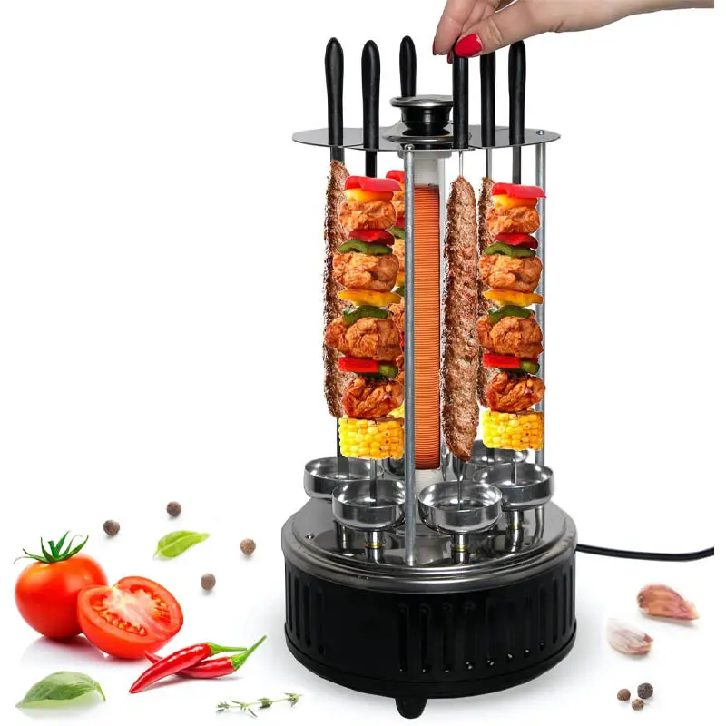 Barbecue électrique domestique, barbecue électrique pour 6 brochettes, barbecue domestique électrique