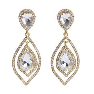 ต่างหูห้อยระย้าดีไซน์คลาสสิกเก๋ไก๋สำหรับผู้หญิง รูปทรงหยดน้ำชุบทอง สร้างสรรค์จากโลหะผสม - Product Image 3