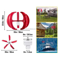 Nouvelle conception 500W 1000W 12V 24V Générateur d'éoliennes à axe vertical rouge Système d'énergie hybride éolien solaire pour ferme