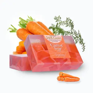 Natural Carrot Soap 24K Gold Foil Lightening Skin Vitamin A For Face And Body Handmade Soap