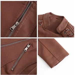 TONGYANG <span class=keywords><strong>giacca</strong></span> Casual in pelle PU <span class=keywords><strong>donna</strong></span> classica cerniera giacche da <span class=keywords><strong>moto</strong></span> corte cappotto Basic in morbida pelle sintetica autunno <span class=keywords><strong>donna</strong></span> - Product Image 6