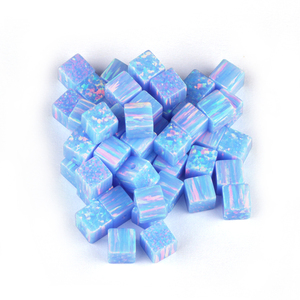 Bán buôn 3mm 4mm 5mm 6mm Cube Opal hạt/op26 ánh sáng màu xanh màu vuông Opal hạt/Loose Spacer hạt cho vòng đeo tay tự làm - Product Image 3