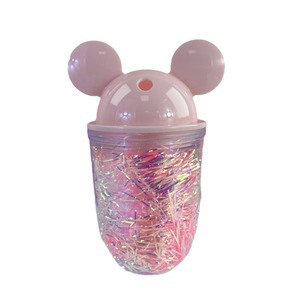 Mickey Mouse Ears Plastic Straw Cup Colorful Gift Cup Portable Cartoon Water Bottle For Students - Product Image 5