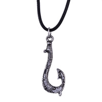 Anime Moana Maui Crochet de Pêche Pendentif Chaîne en Cuir Pendentif Bijoux Collier Cosplay Bijoux Props