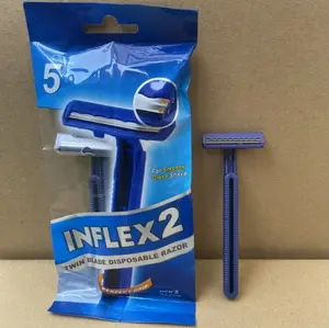 INFLEX Factory Direct Supply Sweden Stainless Steel Twin Blade Hotel Portable Disposable Razor with Plastic Non-slip Handle