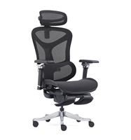 Chaise ergonomique pour la maison avec repose-pieds, soutien lombaire confortable et réglable, accoudoirs en aluminium