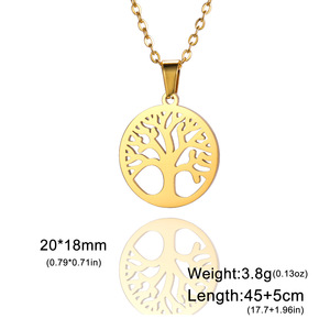 PVD 18K Gold Plated Stainless Steel <b>Choker</b> Necklace with Lucky Tree Pendant for Women | Tree of Life Pendant - Product Image 6