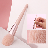 Ensemble de pinceaux de maquillage pour le visage avec manche en bois rose professionnel - Poils synthétiques de haute qualité, respectueux de la peau, 11 pièces pour un usage quotidien