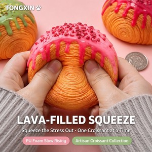 TONGXIN Juguete Antiestrés de Espuma PU Personalizado, 5 Piezas, Diseño de Croissant, Realista, de Subida Lenta, Espiral, para Aliviar el Estrés, Venta al por Mayor, OEM - Product Image 3
