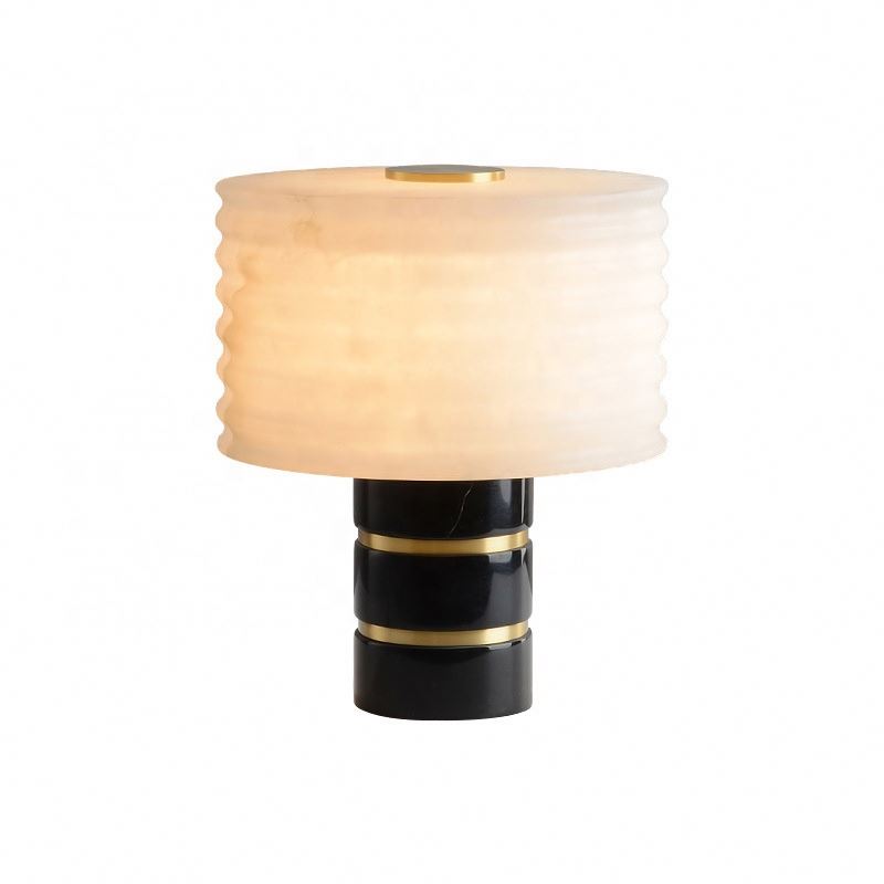 Modern Alabaster Table Lamp with Night Light - Saishimeng SSM-W759 for Home Office Reading