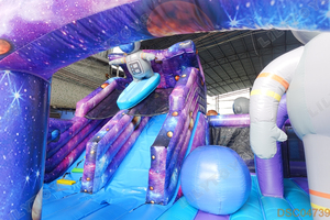 Casa de rebote inflable con tema espacial con tobogán | Parque infantil hinchable comercial para niños para alquiler de parque interior al aire libre - Product Image 4