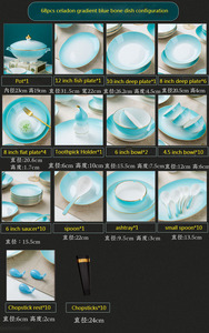 Best-selling 68pcs Nordic Luxury Cookware <b>Sets</b> Bone China Plates and Bowls Dinnerware <b>Sets</b> Porcelain Dinner <b>Sets</b> - Product Image 6