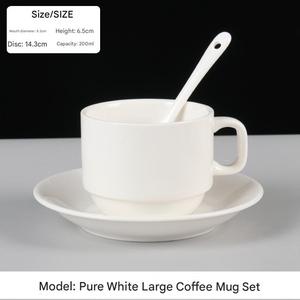 Ensemble tasse et soucoupe à café en <span class=keywords><strong>porcelaine</strong></span> blanche pour hôtel, restaurant, vente en gros, tasses à café en céramique - Product Image 6