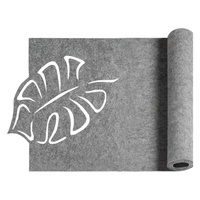 Nappe de protection de table résistante à la chaleur Rectangle 40x150 Feuille Design Chemin de table en feutre noir de haute qualité