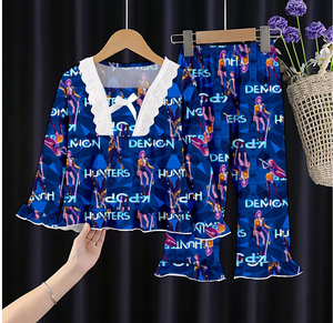 Nouvel ensemble de pyjama personnalisé K-Pop Kpop Demon Hunters, printemps-automne, dessin animé, dentelle douce, pour femmes et filles, vêtements décontractés pour la maison - Product Image 4