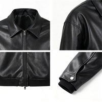 Chaqueta de Cuero Personalizada para Hombre, de Alta Calidad, Bordada, Corte Cuadrado, Estilo Urbano, Chaqueta Bomber de Cuero Grueso para Hombre