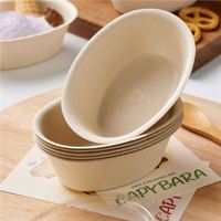 Herbruikbare wegwerpkommen van 200 ml, biologisch afbreekbaar, van bagasse en pulp, met deksel voor yoghurt, ijs en fruit.