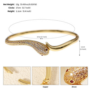 Brazalete de Cobre Chapado en Oro con Circonitas Cúbicas en Forma de Serpiente, Elegante y de Alta Calidad, Recomendado para Uso Diario y Fiestas Nocturnas, 2026 - Product Image 3