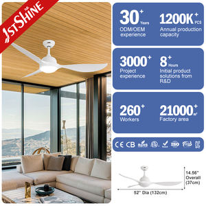 1stshine Led Ventilador de techo Blanco 52 pulgadas Plástico 3 aspas Iluminación ajustable Ventilador de techo inteligente con control de aplicación - Product Image 3