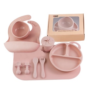 Nouveauté Bol à ventouse forte et écologique non toxique Ensemble de cuillères Bavoir pour bébé Bol et <span class=keywords><strong>assiette</strong></span> en silicone - Product Image 1