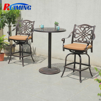Table de bar et chaises hautes en aluminium pour l'extérieur, ensemble de tabourets pivotants en aluminium moulé, meubles de jardin pour cour