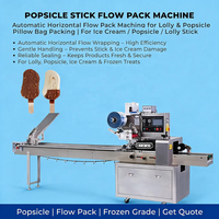 Lolly Popsicle Stick Flow Pack Machine à emballer les sacs d'oreiller de Popsicle de crème glacée Machine à emballer à flux horizontal