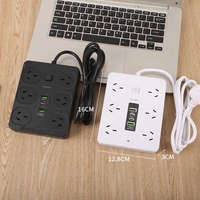 Stop Kontak USB Multifungsi dengan Penggulung Kabel, Saklar Ekstensi Pintar, Papan Kabel Multi-Port untuk Rumah Tangga, Penyimpanan Tomacorriente
