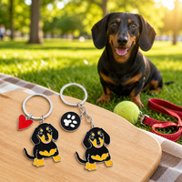 Porte-clés Pinduoduo en alliage de zinc non imprimé pour animaux de compagnie - Motifs Teckel, Corgi, Cœur, Empreinte de Patte - Style Américain pour les Fêtes